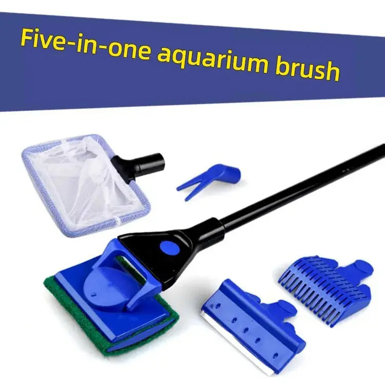 fish tank cleaning accessories 5-in-1 Aquarium Algae Knife with Long Handle — Multi-Tool Cleaning Set