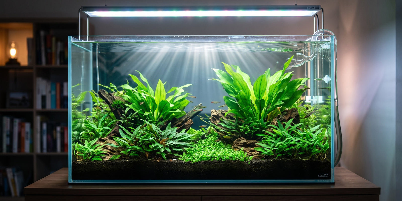A brilliantly illuminated, crystal-clear planted aquarium showcasing a perfect balance of PAR, spectrum, and photoperiod for lush aquatic plant growth.