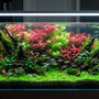 Pristine planted aquarium aquascape without pest snails featuring red stem plants and green carpeting plants.