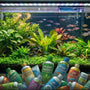 Freshwater planted aquarium maintenance kit with various PlantedPro water conditioners, fertilizers, and pH stabilizers for a balanced ecosystem.