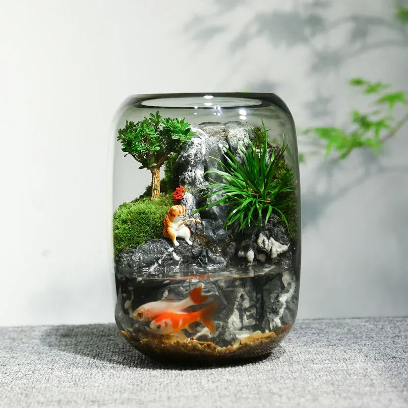 Mini Haven Flowing water Micro-Landscape [Including Internal Plants + Decoration]