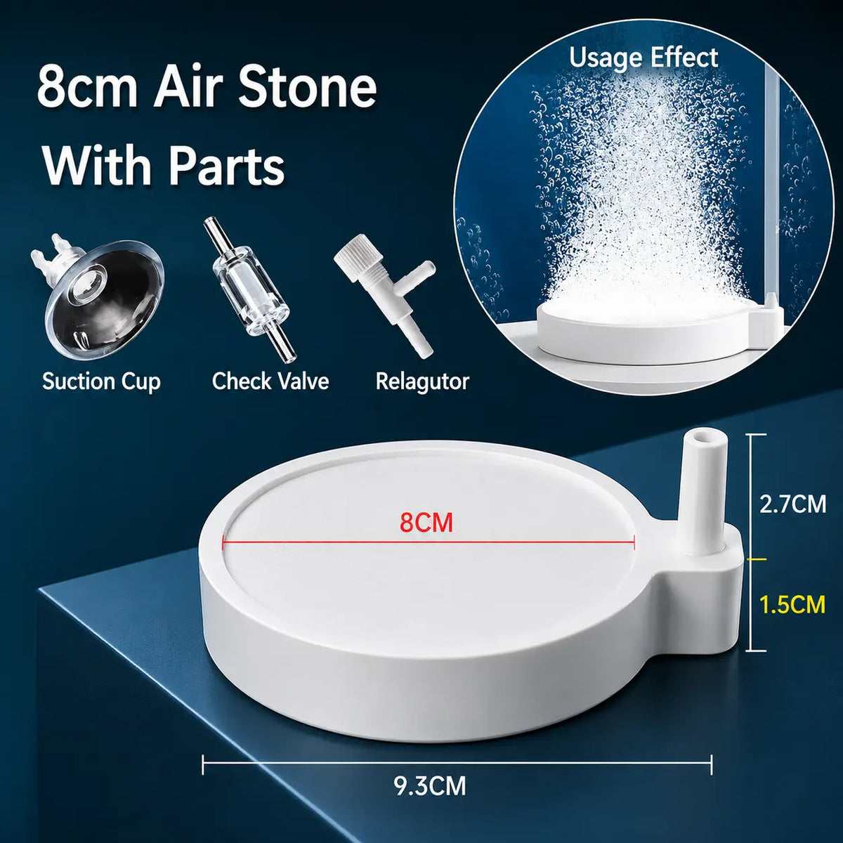 Aquarium Air Stone 35/50/80mm — Fish Tank Oxygen Aerator Diffuser
