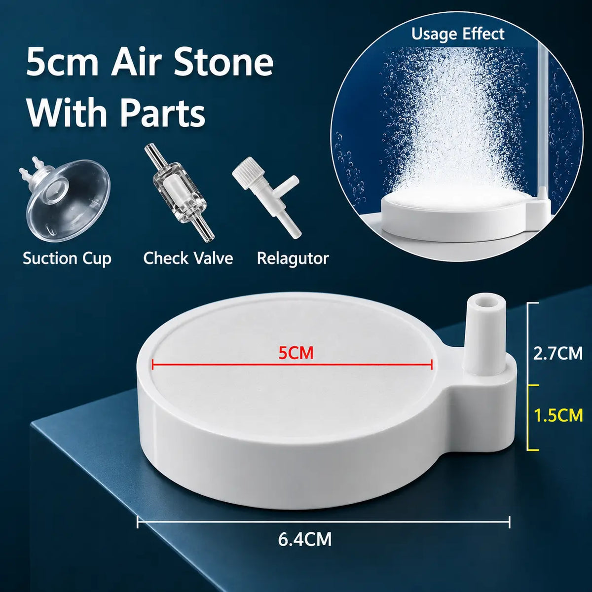Aquarium Air Stone 35/50/80mm — Fish Tank Oxygen Aerator Diffuser