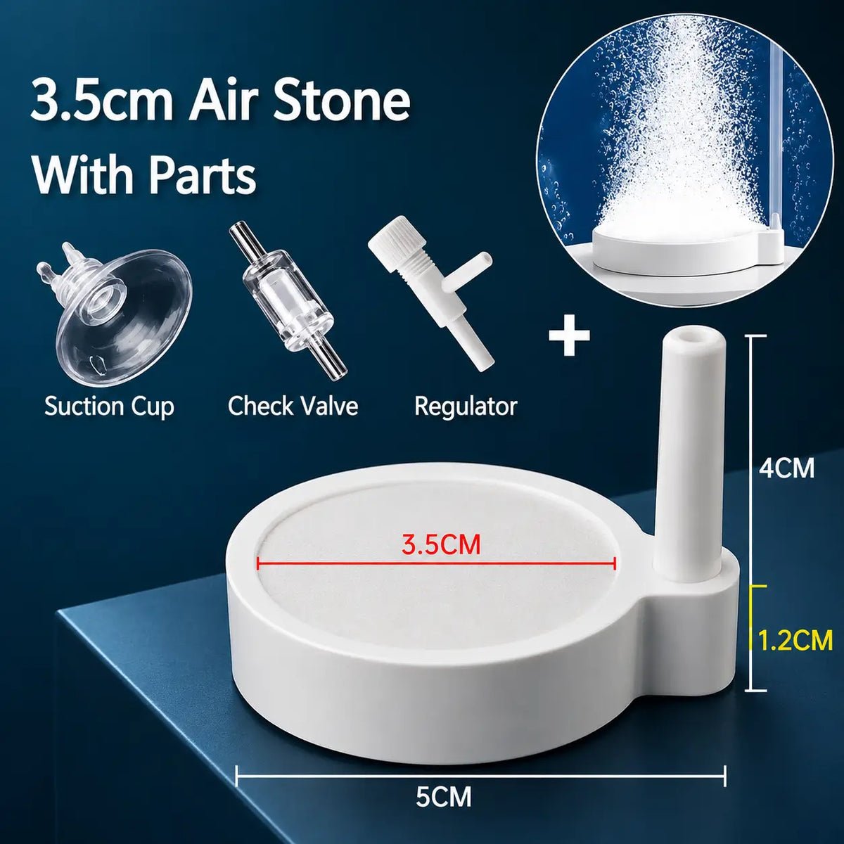 Aquarium Air Stone 35/50/80mm — Fish Tank Oxygen Aerator Diffuser