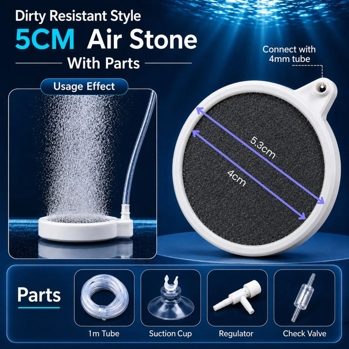 Aquarium Air Stone 35/50/80mm — Fish Tank Oxygen Aerator Diffuser