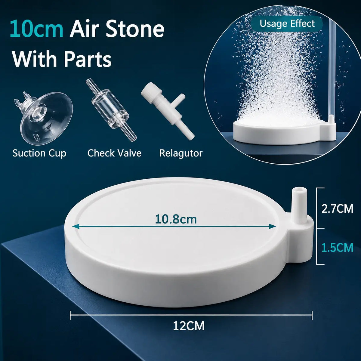 Aquarium Air Stone 35/50/80mm — Fish Tank Oxygen Aerator Diffuser