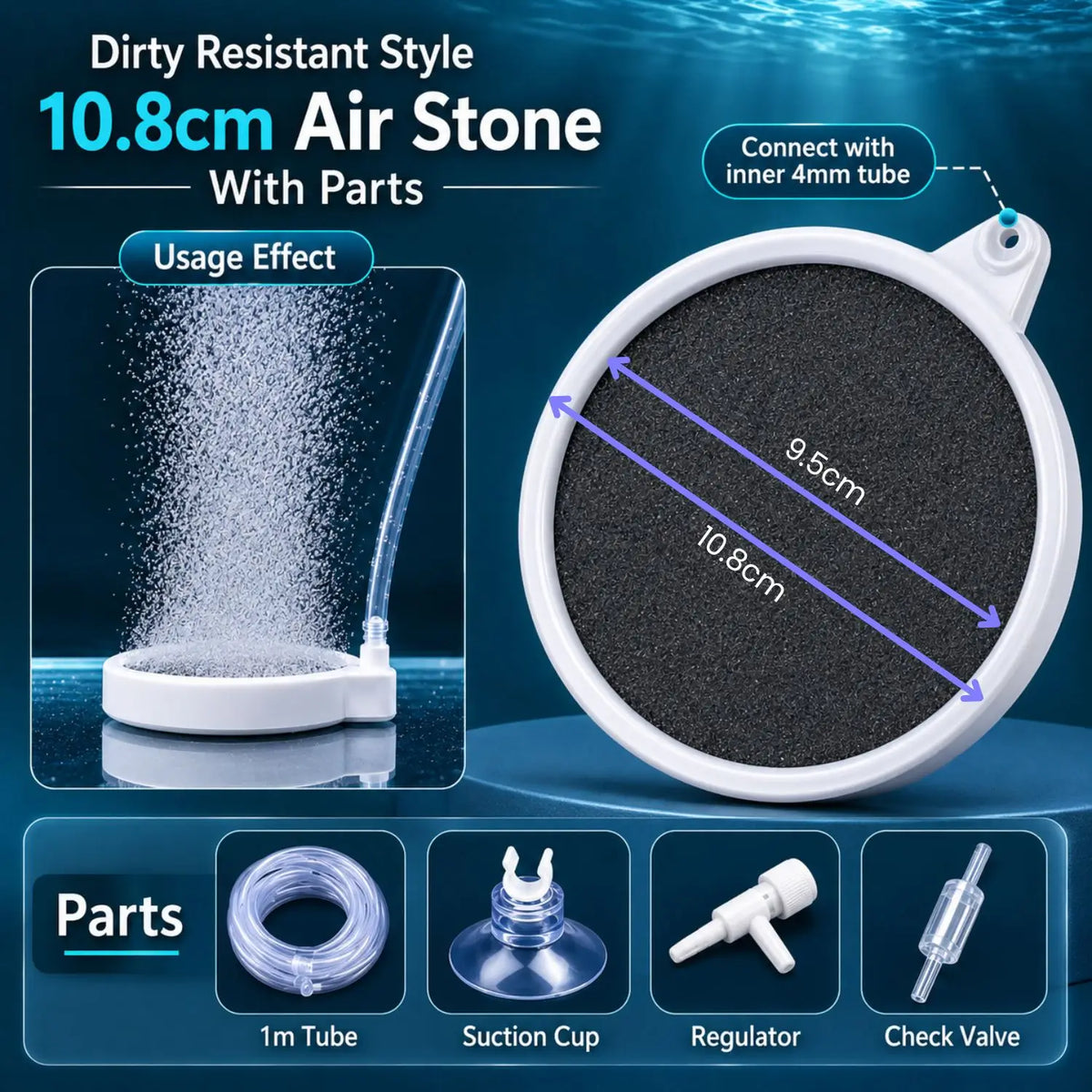 Aquarium Air Stone 35/50/80mm — Fish Tank Oxygen Aerator Diffuser