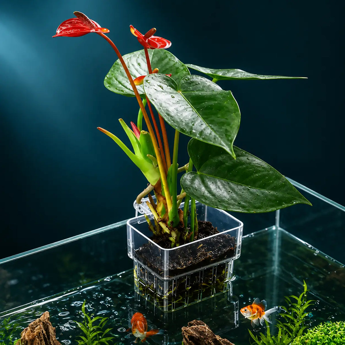 Aquarium Plant Holder with Hooks for Fish Tanks