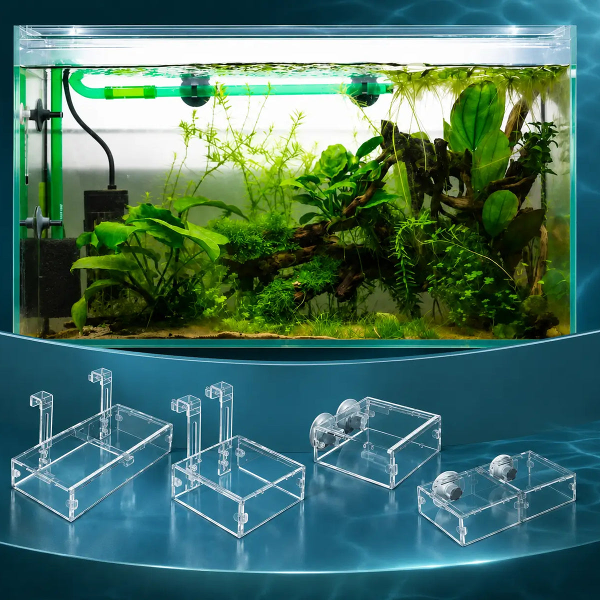 Aquarium Shrimp Feeder & Breeding Isolation Box — Clear Acrylic
