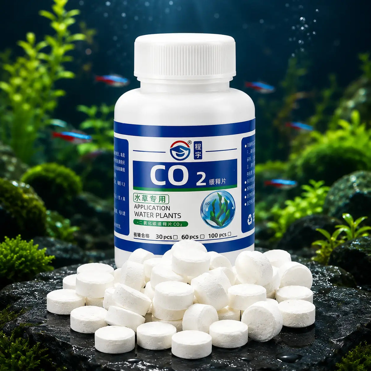 CO2 Tablets for Aquarium Plants 60pcs — Carbon Dioxide for Fish Tank