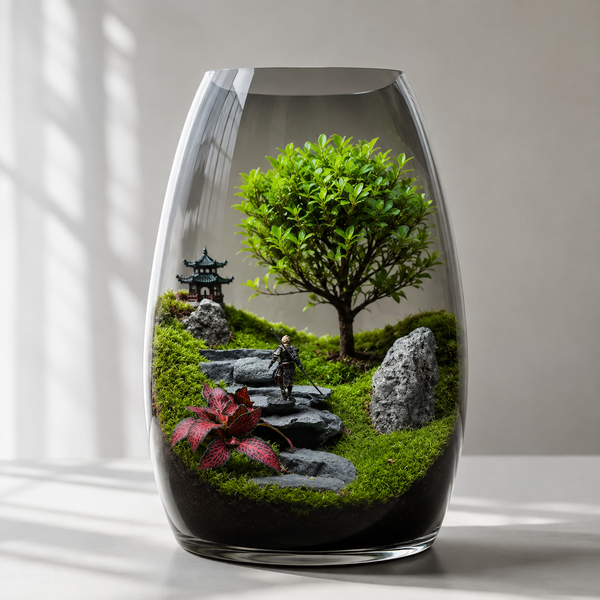 ZenFlow Tabletop Micro-Landscape [Including Internal Plants + Decoration]