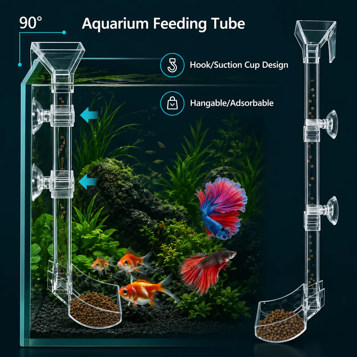 Clear Acrylic Aquarium Feeding Tube Set — 3 Sizes for Fish & Shrimp