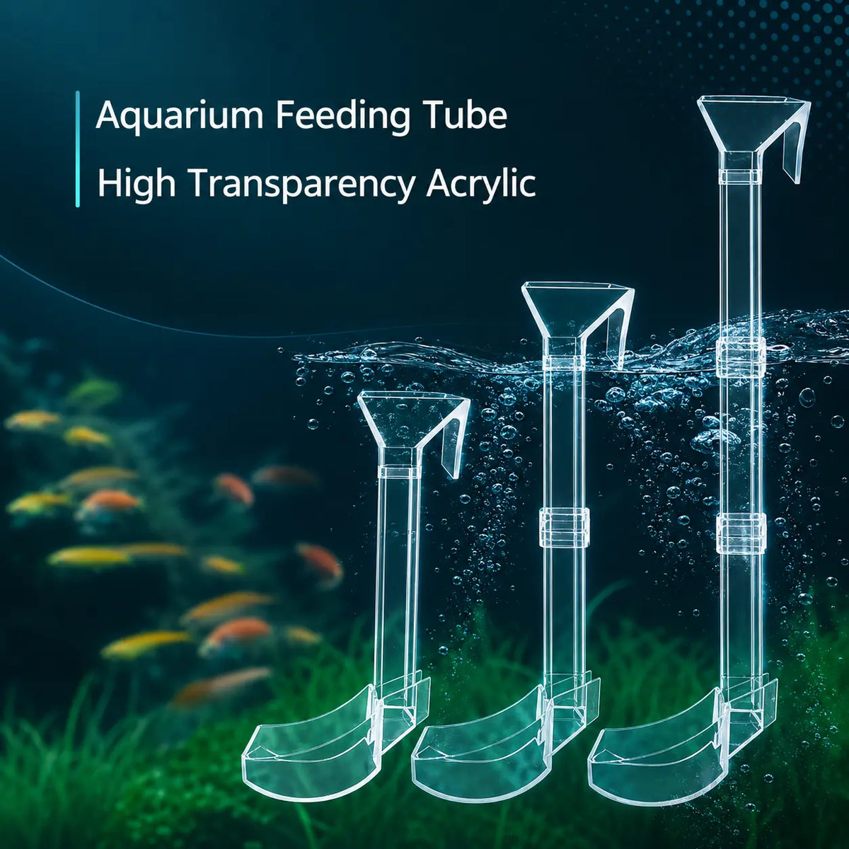 Clear Acrylic Aquarium Feeding Tube Set — 3 Sizes for Fish & Shrimp
