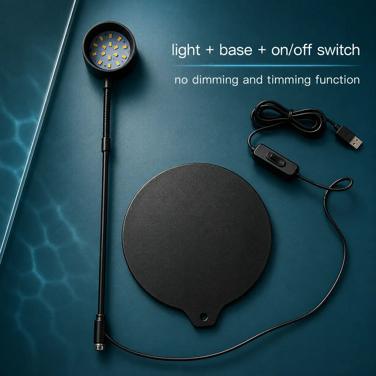 Dimmable LED Aquarium Light with Timer & USB Plug — Black