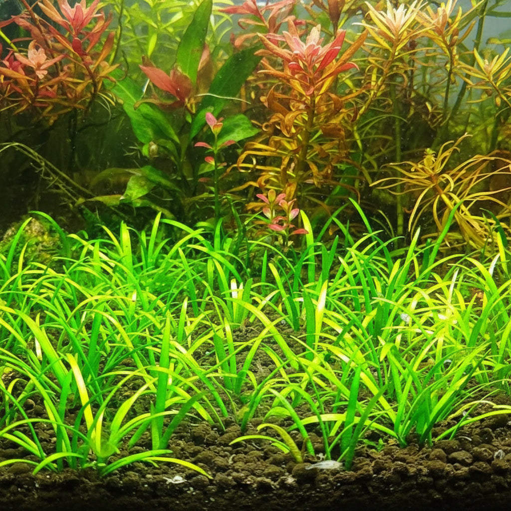 Dwarf Sagittaria easy beginner carpet plant showing dense grass-like coverage