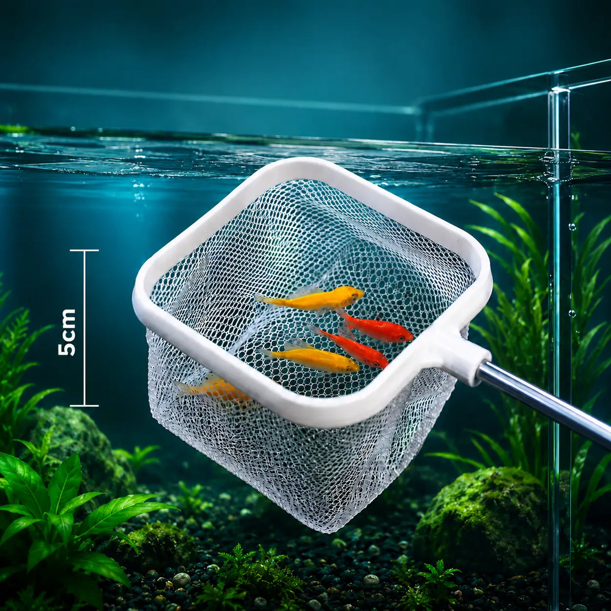 Extendable Square Aquarium Fish Net with Suction Cup
