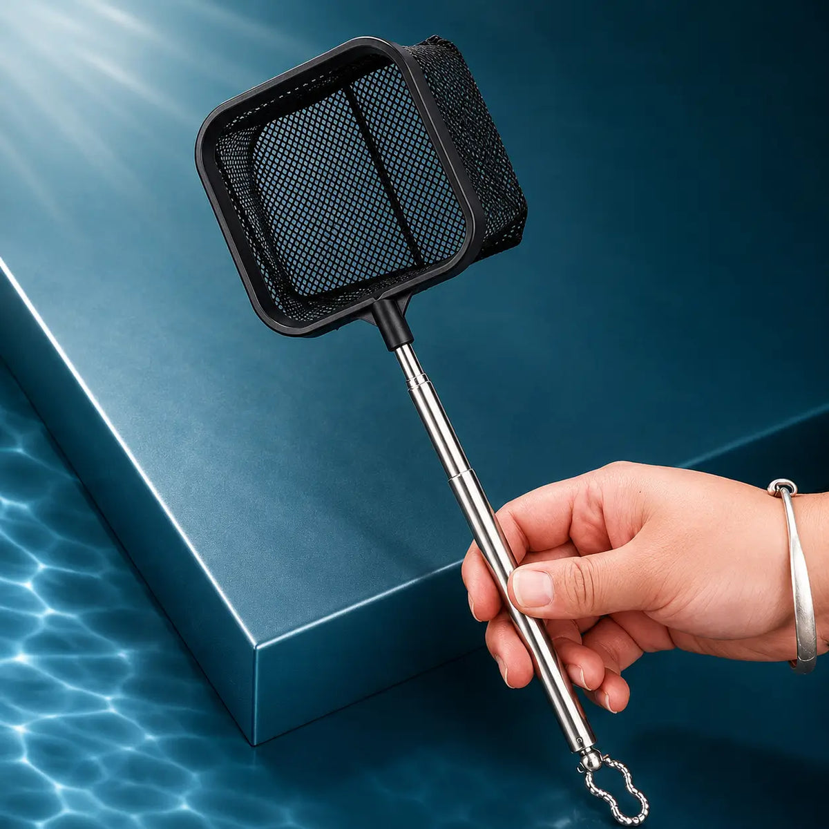 Extendable Square Aquarium Fish Net with Suction Cup