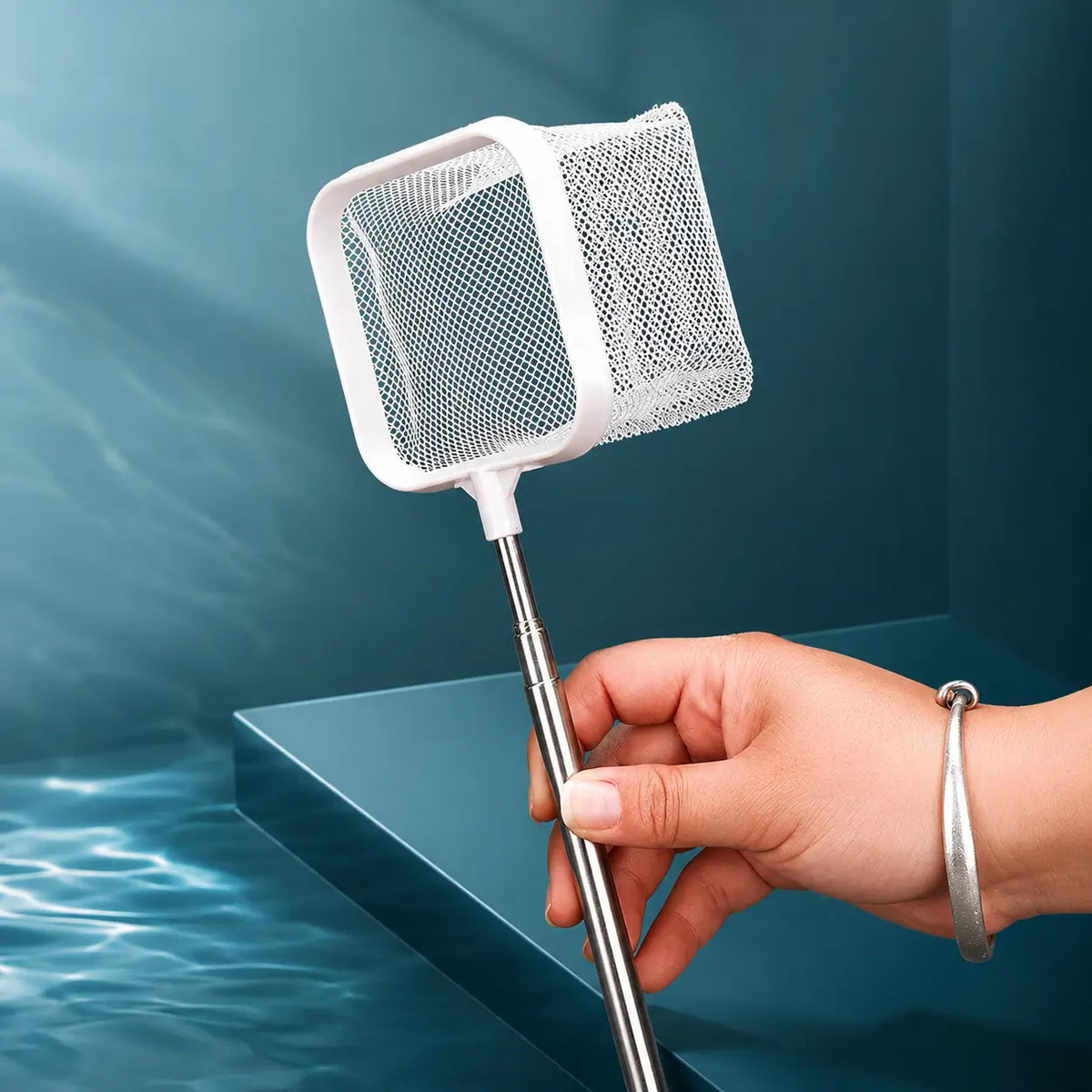 Extendable Square Aquarium Fish Net with Suction Cup
