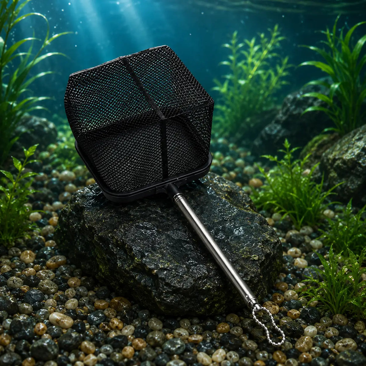 Extendable Square Aquarium Fish Net with Suction Cup