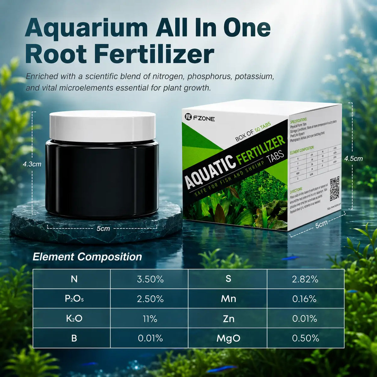 FZONE Aquarium Root Tabs — All-in-One Slow-Release Plant Fertilizer (56 Tabs)