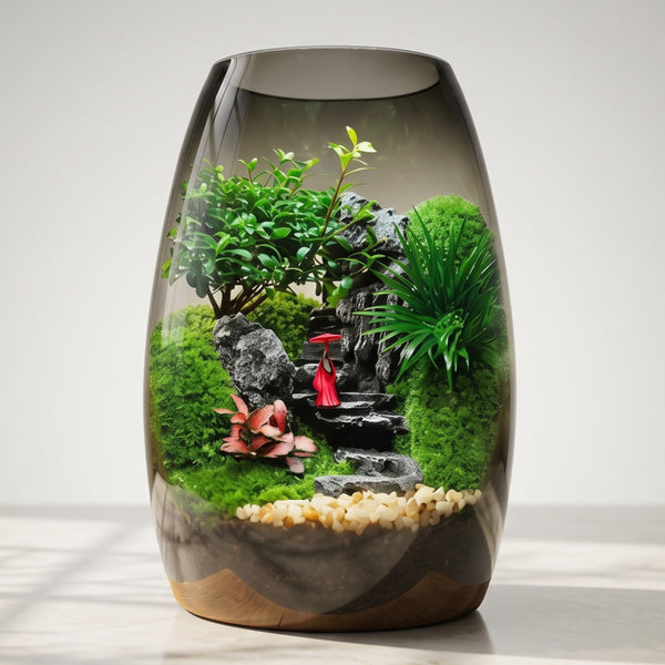 Forest Haven Moss Terrarium – Miniature Landscape  [Including Internal Plants + Decoration]