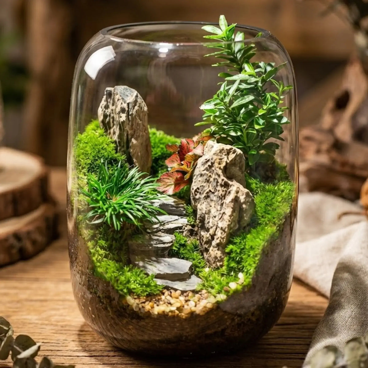 Green Mountain Microlandscape complete packaging including internal plants and decoration