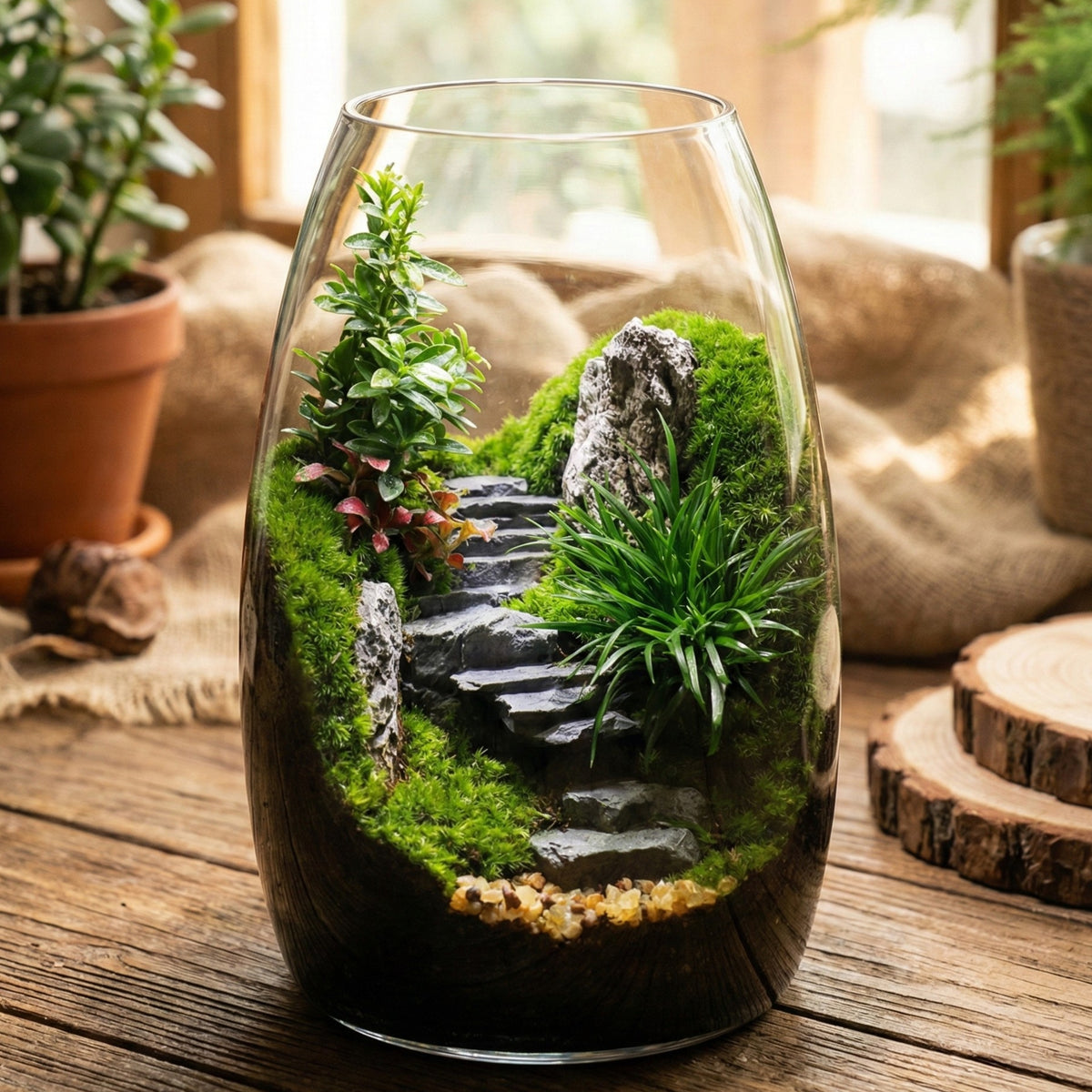 Green Hills - Moss Microlandscape [Including Internal Plants + Decoration]