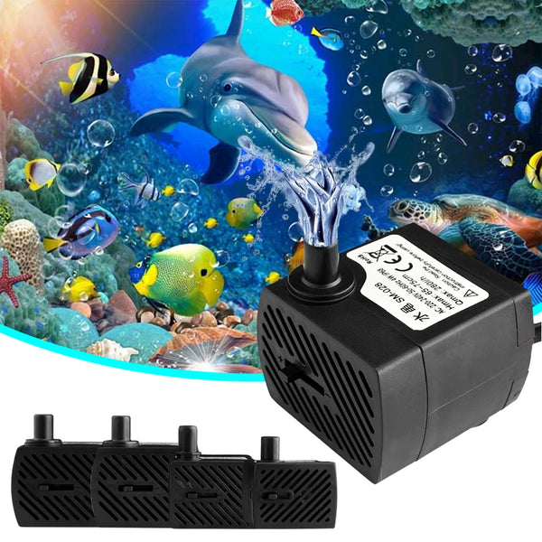 2W/4W Ultra-Quiet Submersible Water Pump for Aquarium & Garden Fountain