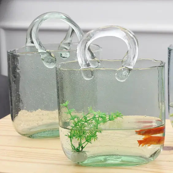 Handbag Fish Tank top-down view showing water chamber and interior layout