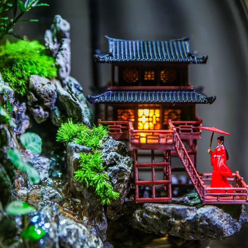 Zen Pagoda Mini Paludarium [Including Internal Plants + Decoration]