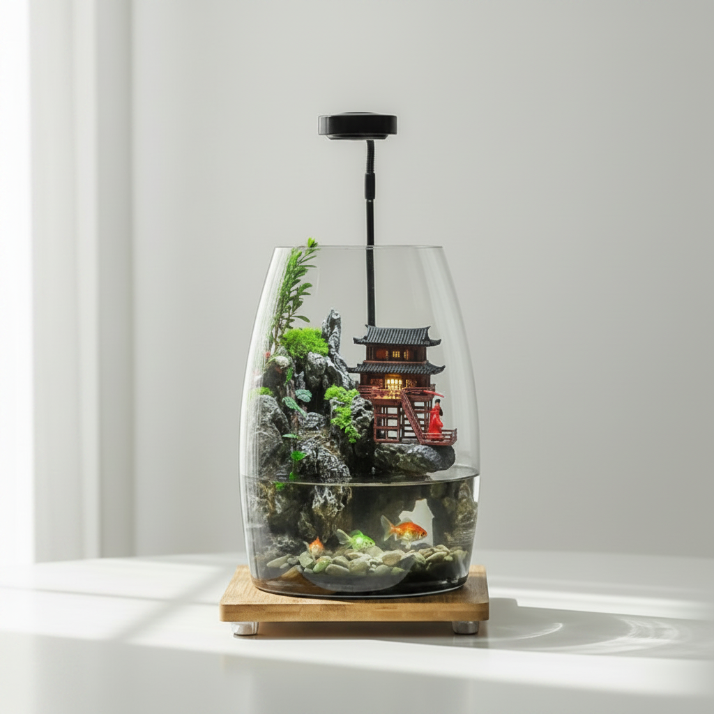 Zen Pagoda Mini Paludarium [Including Internal Plants + Decoration]