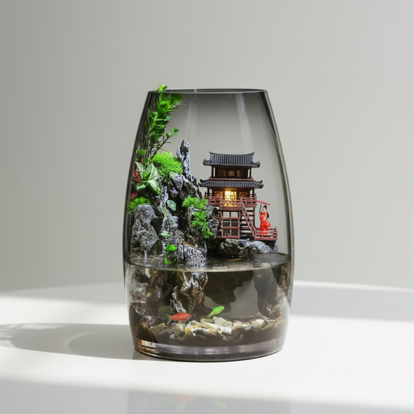 Zen Pagoda Mini Paludarium [Including Internal Plants + Decoration]
