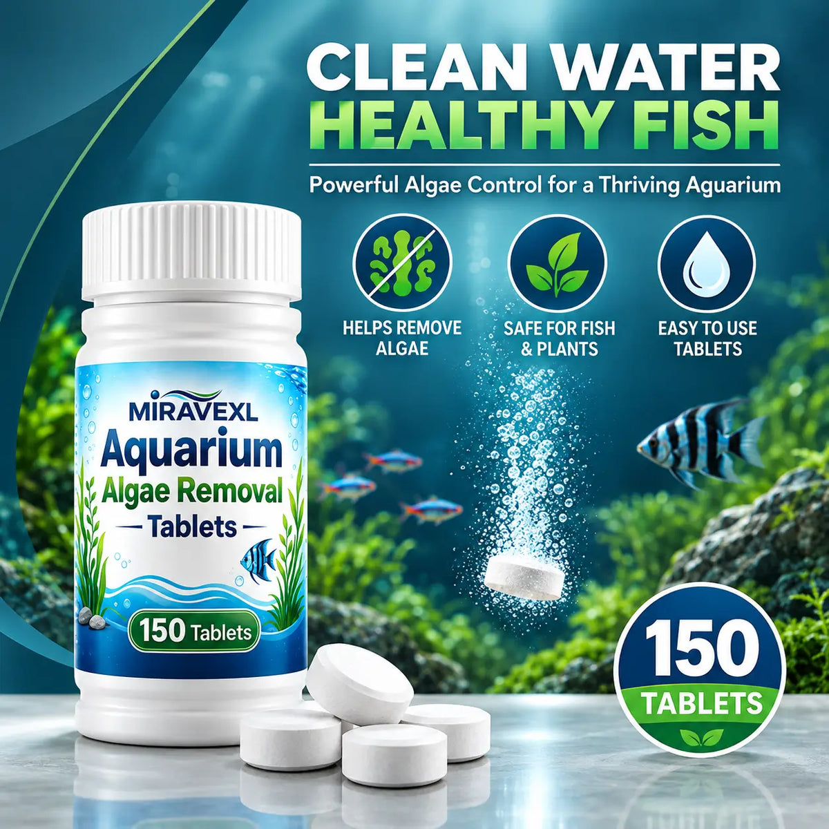 Aquarium Algae Removal Tablets — 150 Pack