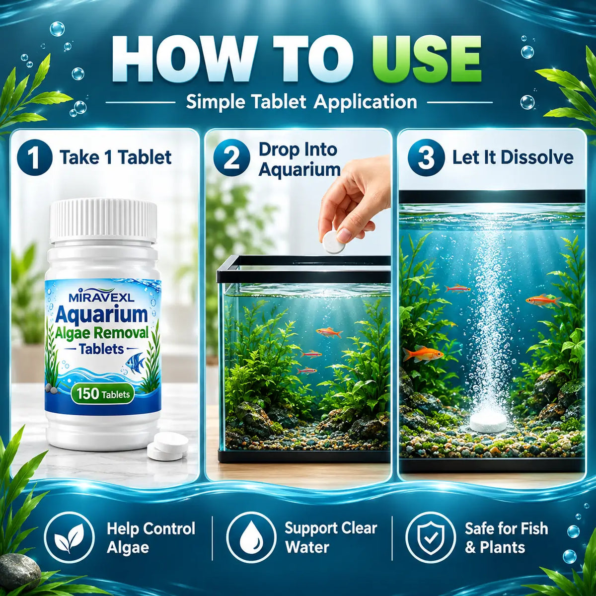 Aquarium Algae Removal Tablets — 150 Pack