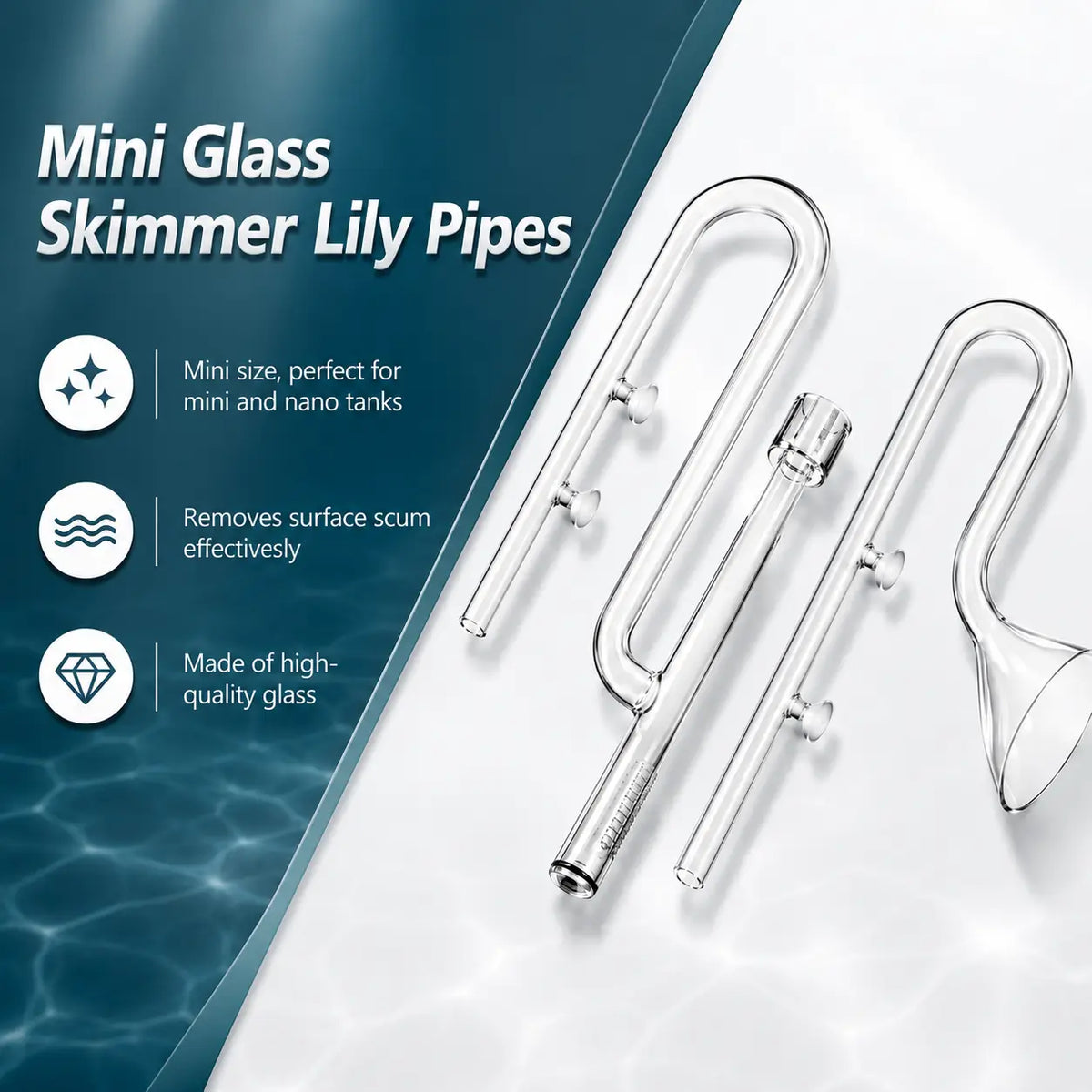 Mini Glass Lily Pipe 10/13/17mm — Aquarium Filter Inflow & Outflow