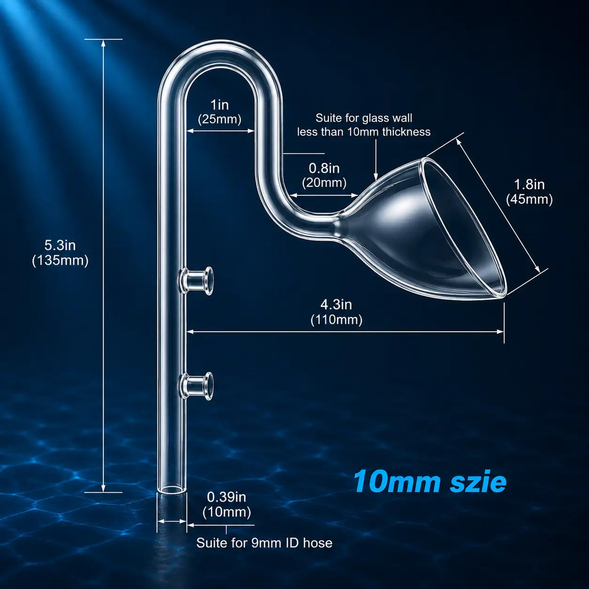 Mini Glass Lily Pipe 10/13/17mm — Aquarium Filter Inflow & Outflow