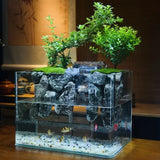 Moss Running Water side angle showing full terrarium container and water flow path