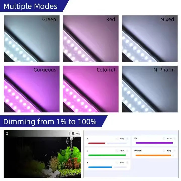 WEEK AQUA S Series RGB+UV Aquarium Light | Full-Spectrum Plant Growth LED with APP Control, Timer & Dimming