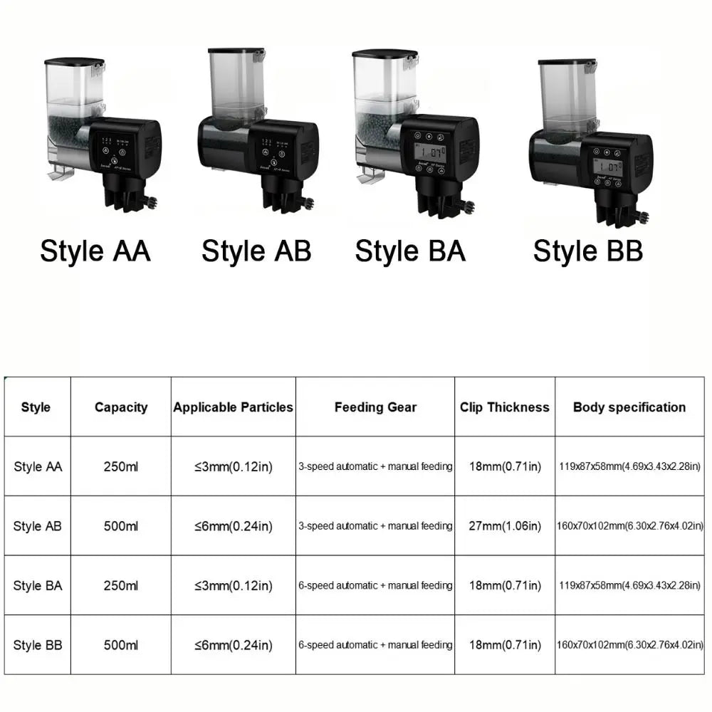 Automatic Fish Feeder with LCD Timer - 250ML/500ML Aquarium Food Dispenser