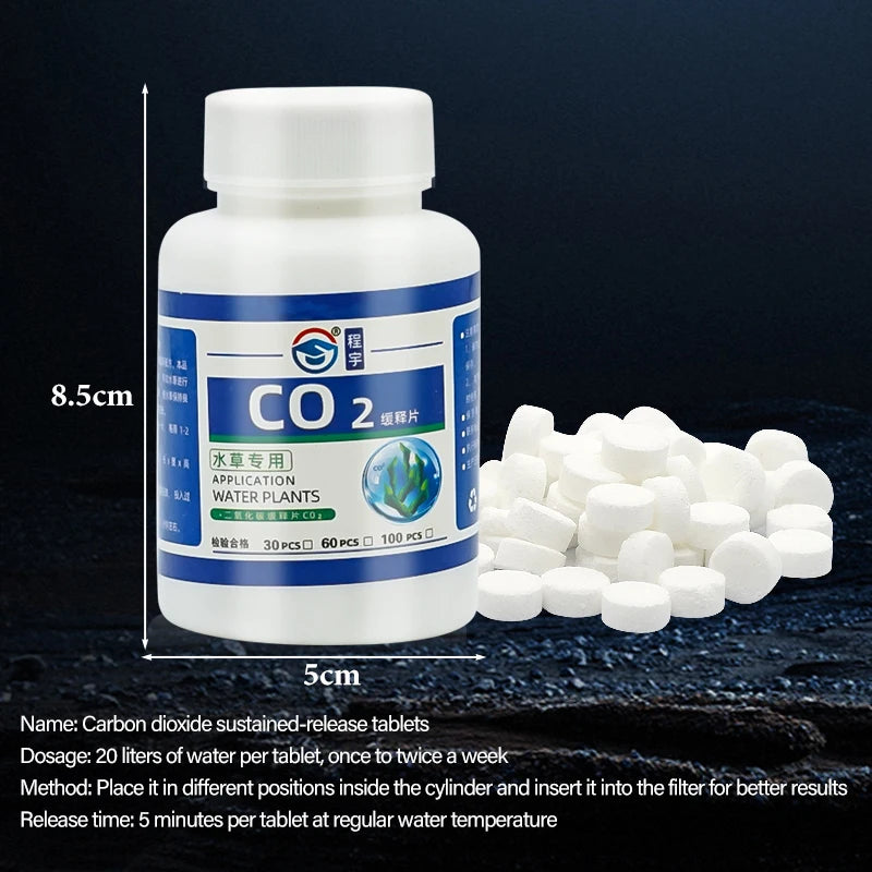 60pcs CO2 Tablets for Aquarium Plants, Carbon Dioxide Diffuser for Fish Tanks