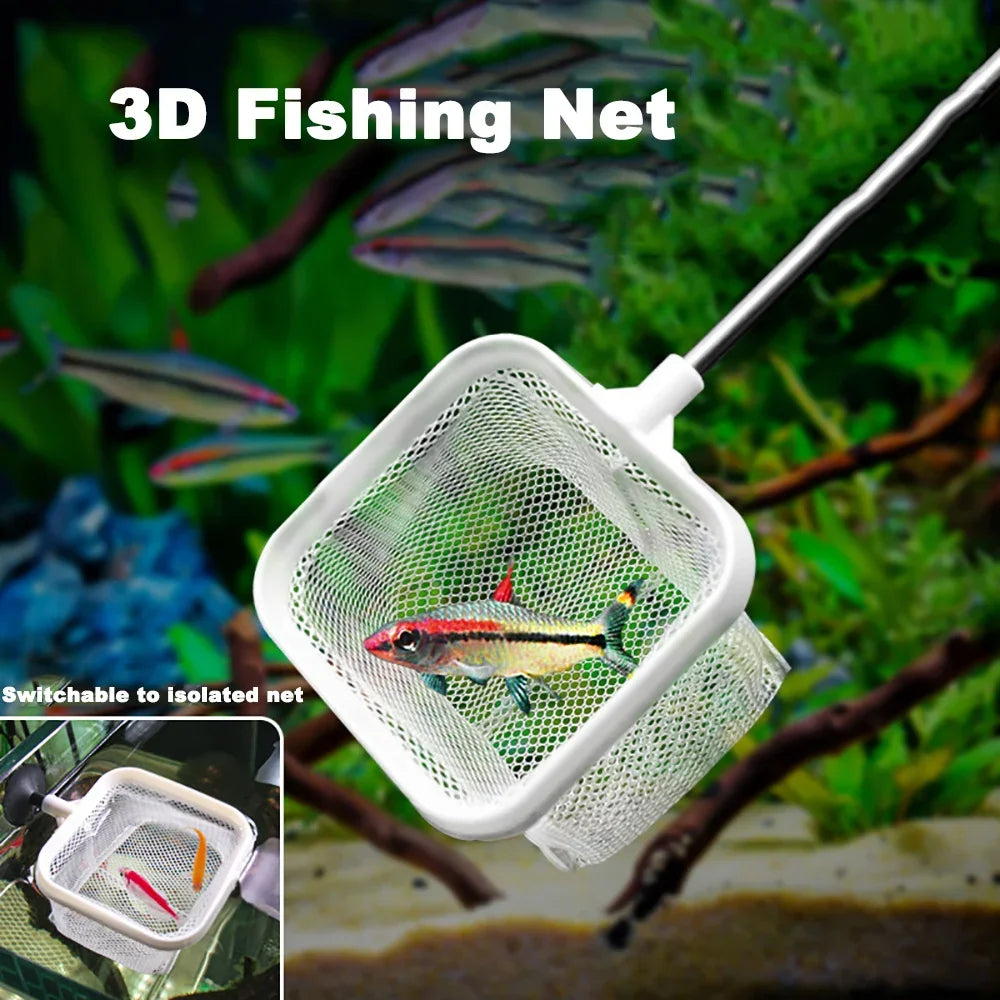 Aquarium Square Fishing Net With Suction Cup Extendable