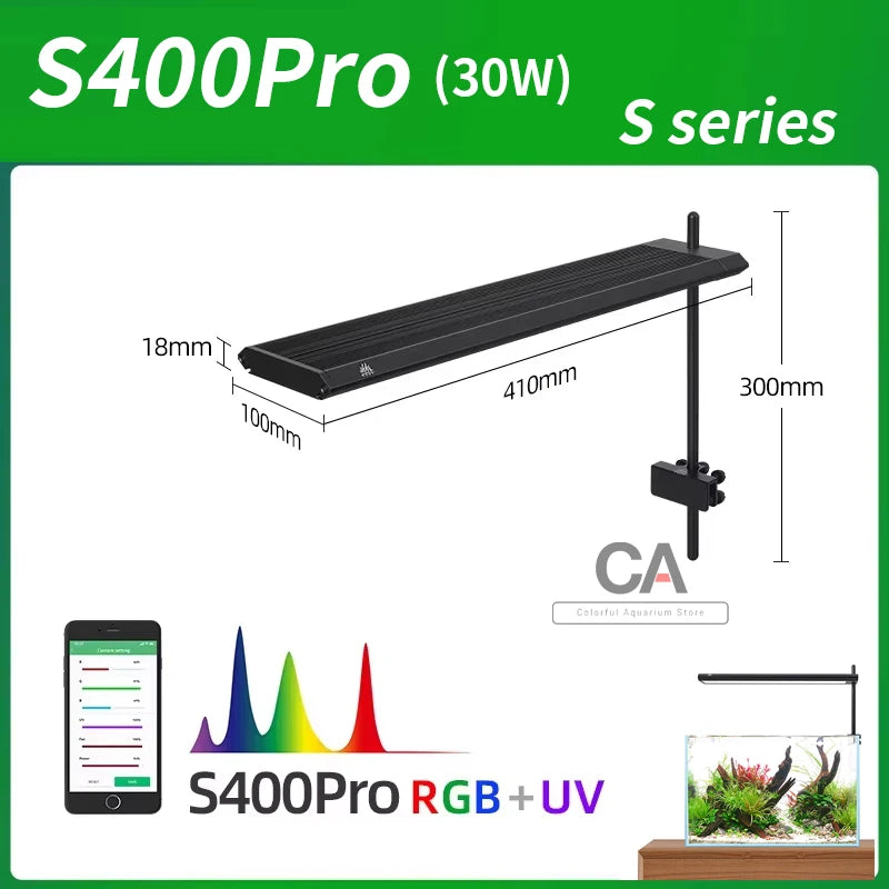 WEEK AQUA S Series RGB+UV Aquarium Light | Full-Spectrum Plant Growth LED with APP Control, Timer & Dimming