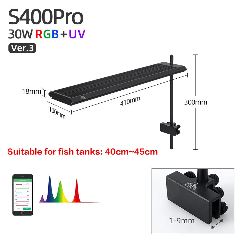 WEEK AQUA S Series RGB+UV Aquarium Light | Full-Spectrum Plant Growth LED with APP Control, Timer & Dimming