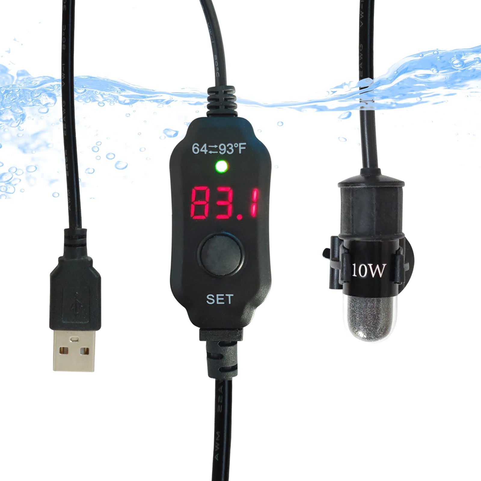 USB Adjustable 10W Mini Aquarium Heater with LED Display Thermostat ...