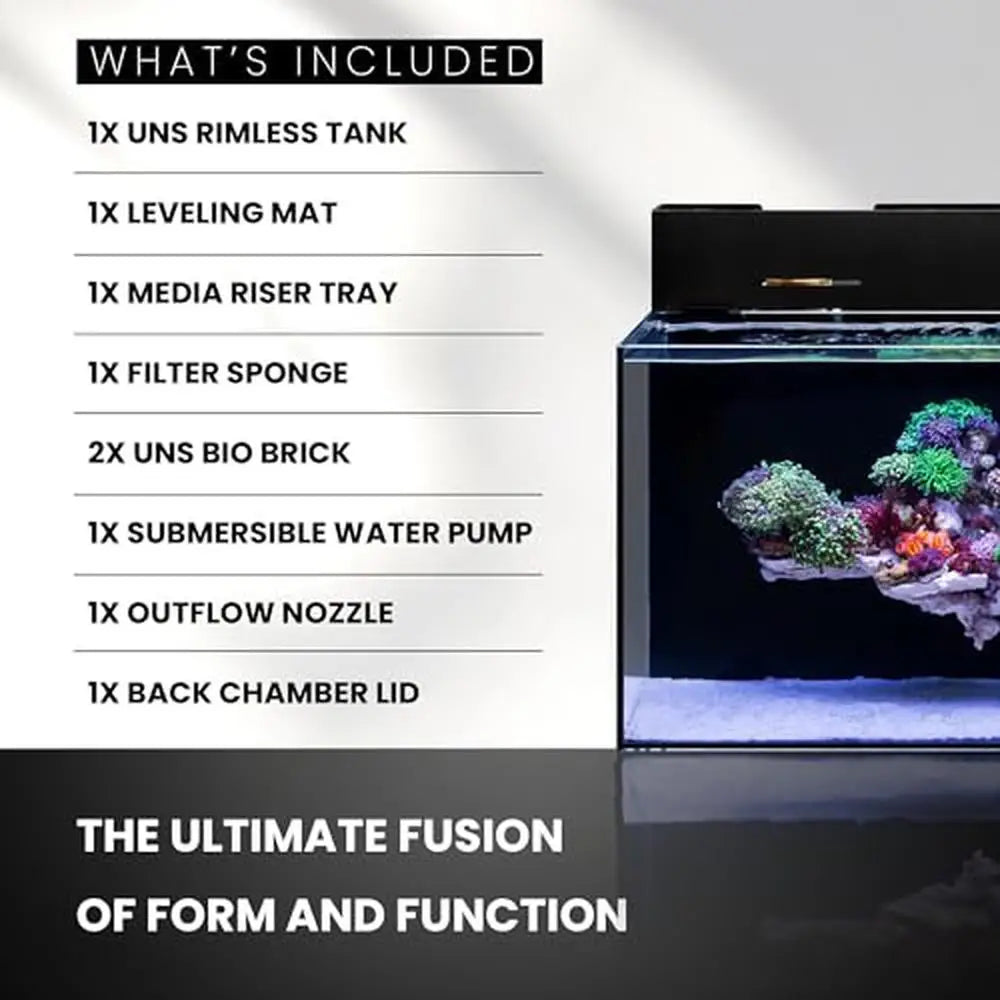 21 Gallon Rimless Aquarium with Triple-Chamber Filtration for Freshwater & Saltwater