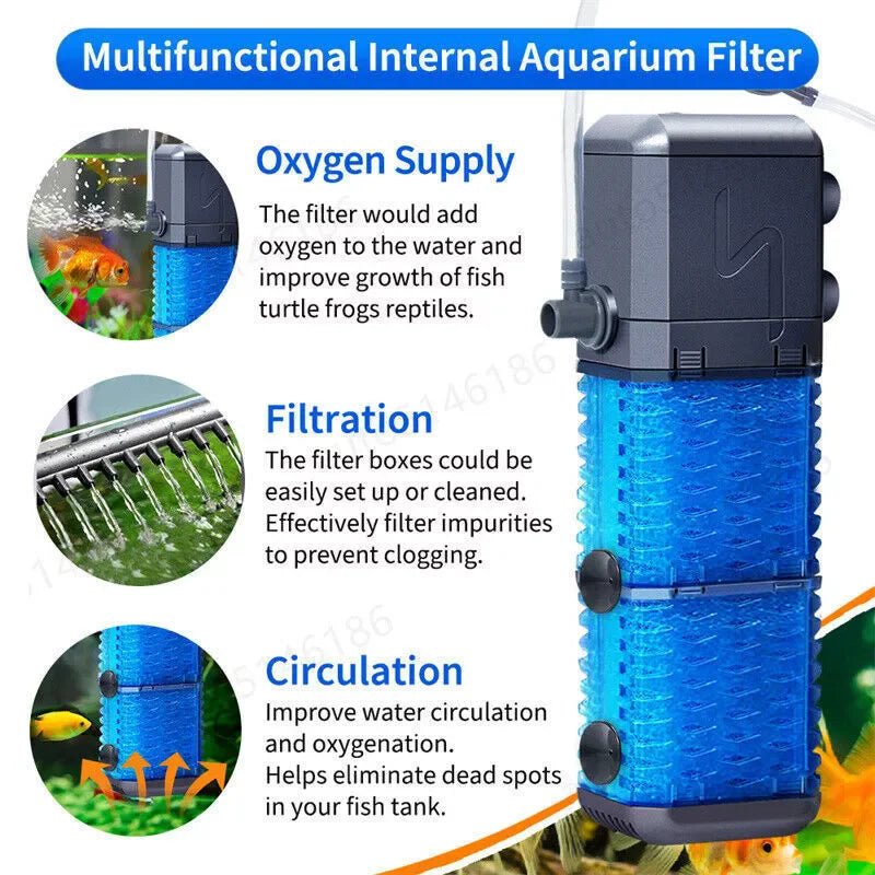 4-in-1 Submersible Aquarium Filter & Water Pump, 800L/H