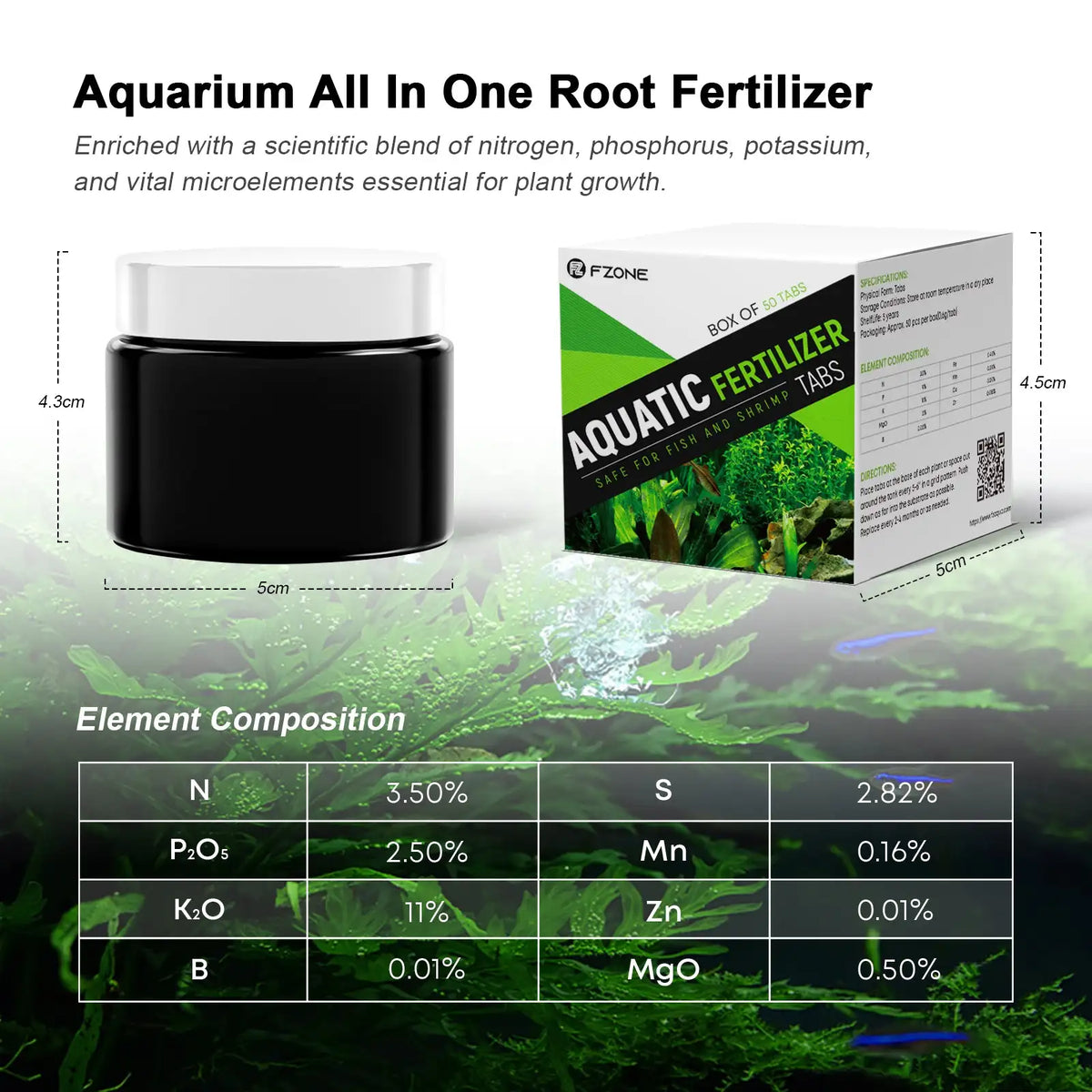 FZONE Aquarium Root Tabs — All-in-One Slow-Release Plant Fertilizer (56 Tabs)