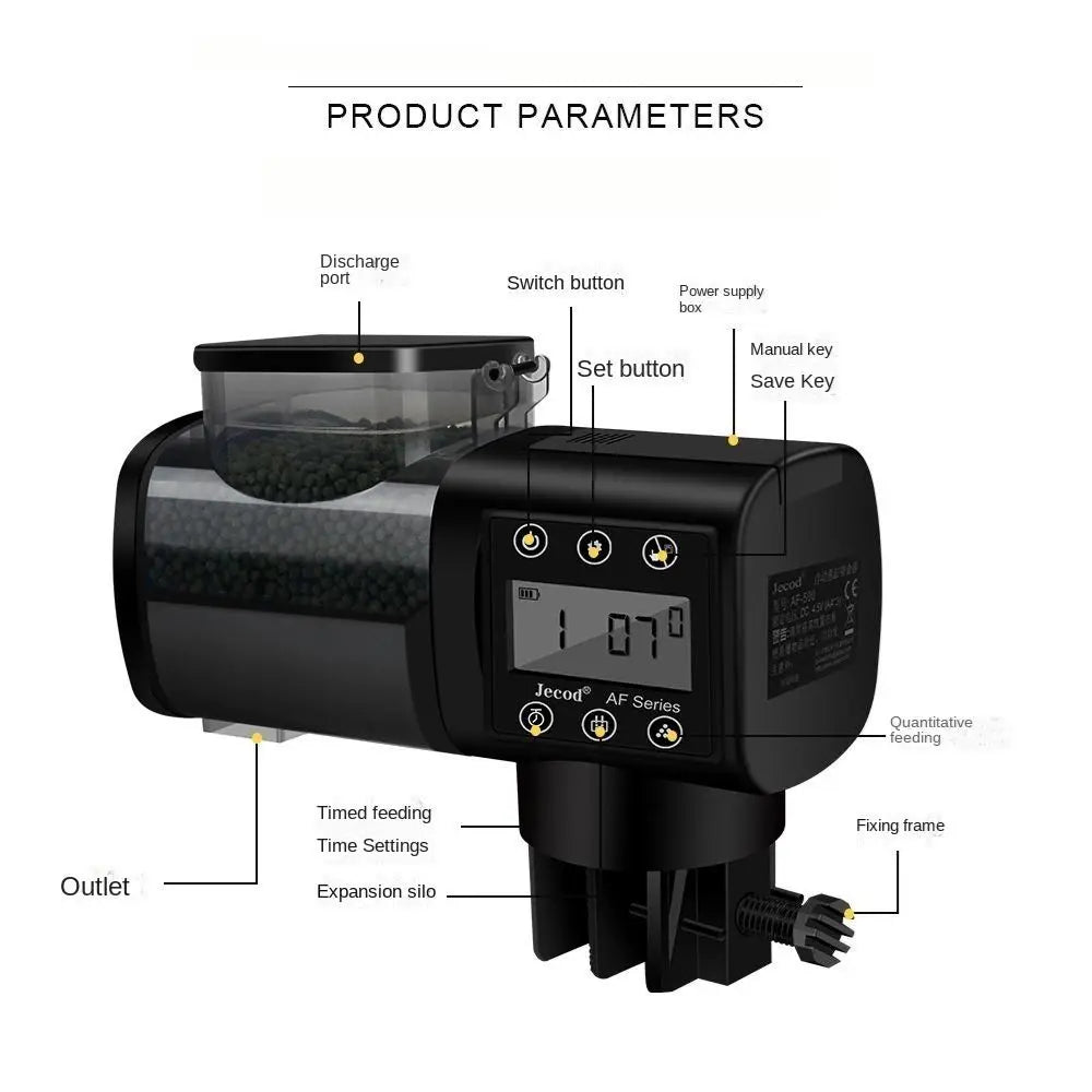 Automatic Fish Feeder with LCD Timer - 250ML/500ML Aquarium Food Dispenser