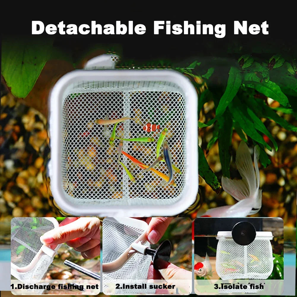 Aquarium Square Fishing Net With Suction Cup Extendable