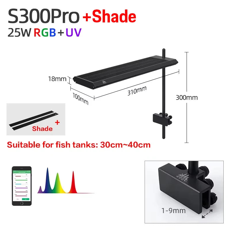 WEEK AQUA S Series RGB+UV Aquarium Light | Full-Spectrum Plant Growth LED with APP Control, Timer & Dimming